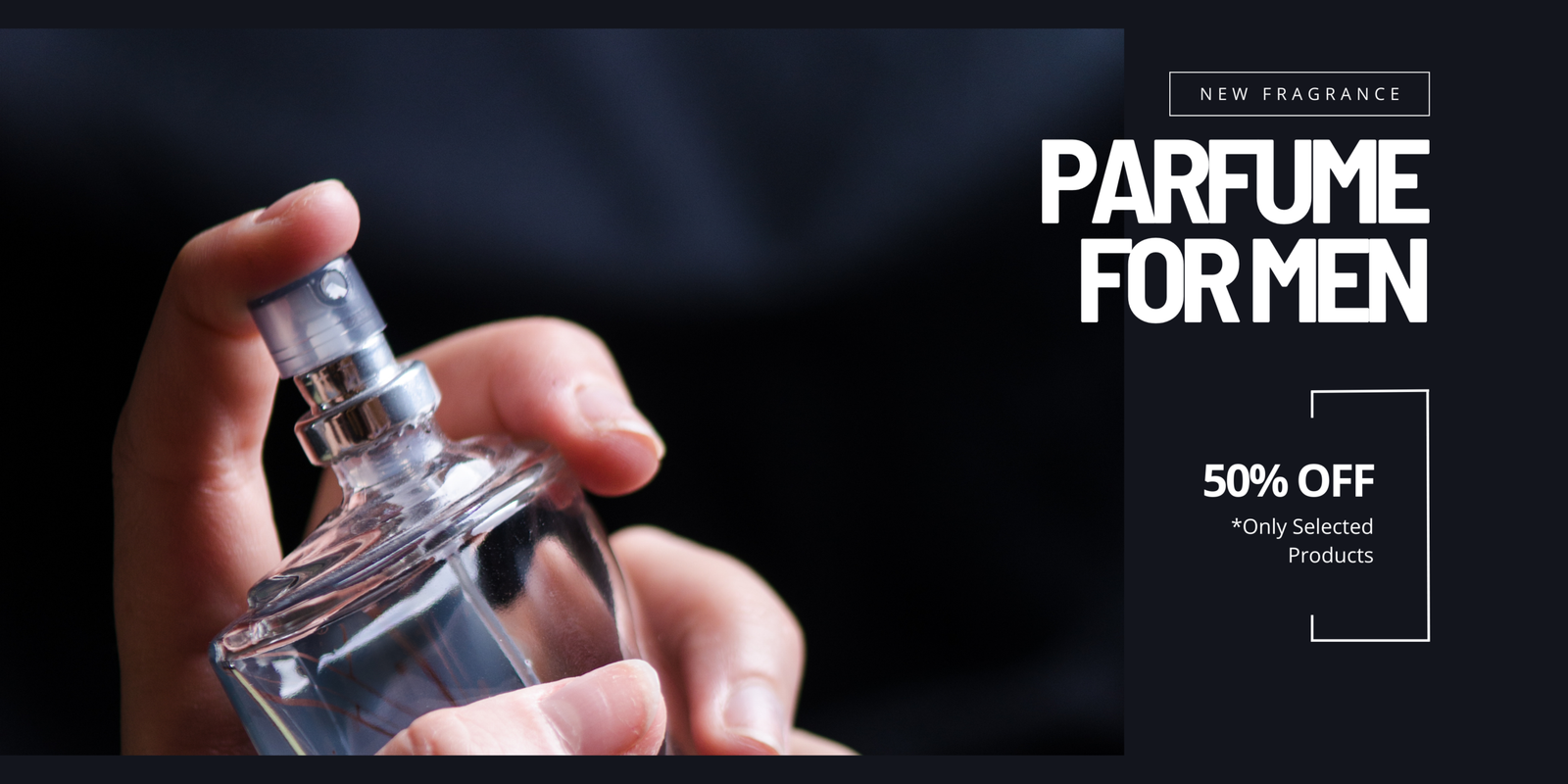 black perfume for men landscape banner