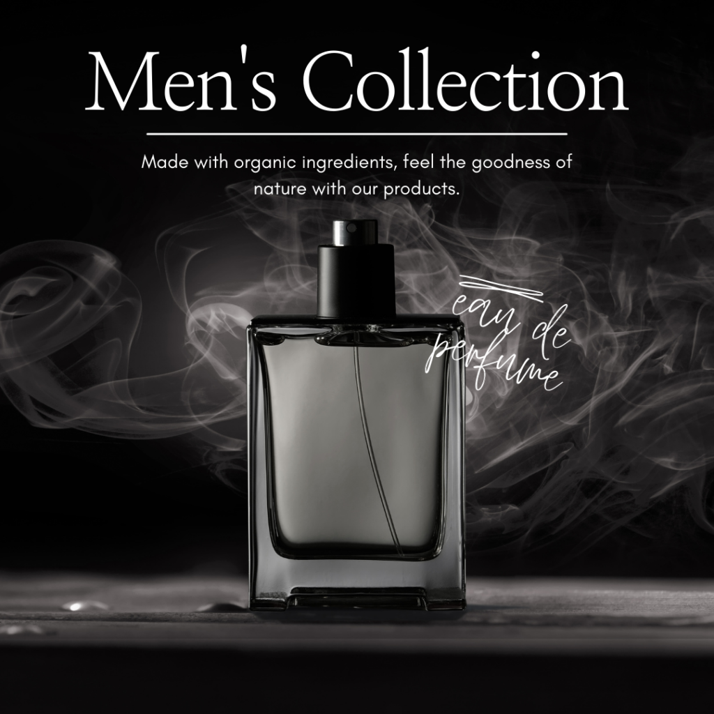 black and white simple minimalist perfume product promotion instagram post