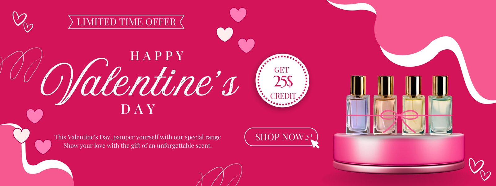 pink white and gold playful valentine's day perfume sale outdoor banner